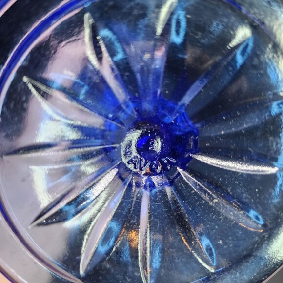 Vintage Avon Fostoria 1976 Martha Washington Cobalt Blue Glass Goblet 8'' Tall - Picture 7 of 9